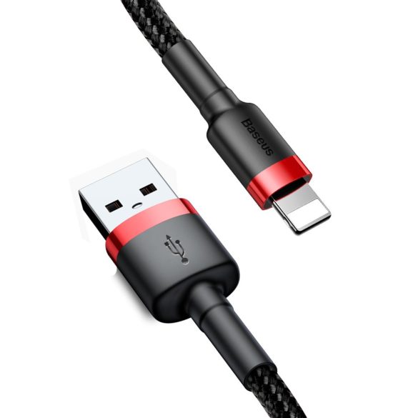 Baseus Cafule CALKLF-R91 USB Lightning adat- és töltőkábel, QC 3.0 gyorstöltés, 2A, 3m, fekete-piros