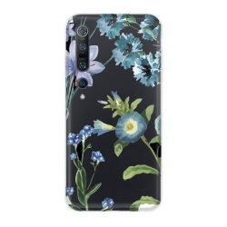   Casegadget Xiaomi Mi 10/Mi 10 Pro kék virág mintás tok, hátlap, színes