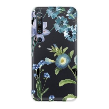   Casegadget Xiaomi Mi 10/Mi 10 Pro kék virág mintás tok, hátlap, színes