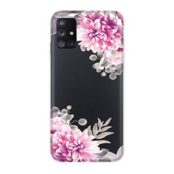   Casegadget Samsung Galaxy A71 5G fehér virágok mintás, hátlap, tok, színes