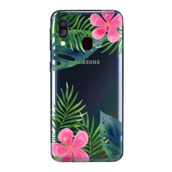   Casegadget Samsung Galaxy A71 5G levelek és virágok mintás, hátlap, tok, színes