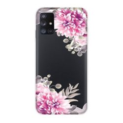   Casegadget Samsung Galaxy A71 rózsaszín virág mintás tok, hátlap, színes