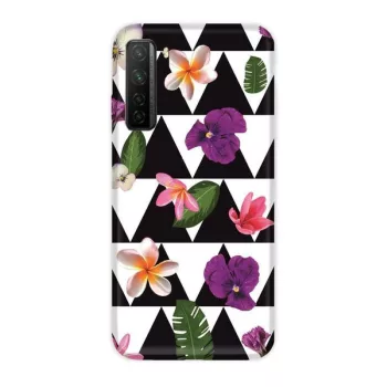   Casegadget Huawei P40 Lite 5G/Nova 7 SE háromszögek és virágok mintás, tok, hátlap, színes