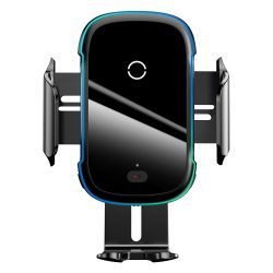   Baseus Smart 15W autós telefontartó szellőzőrácsra, műszerfalra, szélvédőre és QI indukciós vezetéknélküli töltő, ezüst