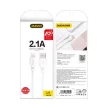 Dudao USB/Lightning adat- és töltőkábel iPhone, iPad készülékekhez, 2.1A 1m, fehér