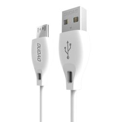Dudao USB/micro USB adat- és töltőkábel, 2.4A 2m, fehér