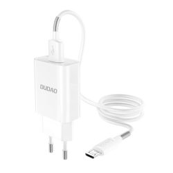   Dudao Travel Wall Charger hálózati töltő adapter, gyorstöltő, QC3.0 5V/2.4A, USB, USB/micro USB kábellel, fehér,