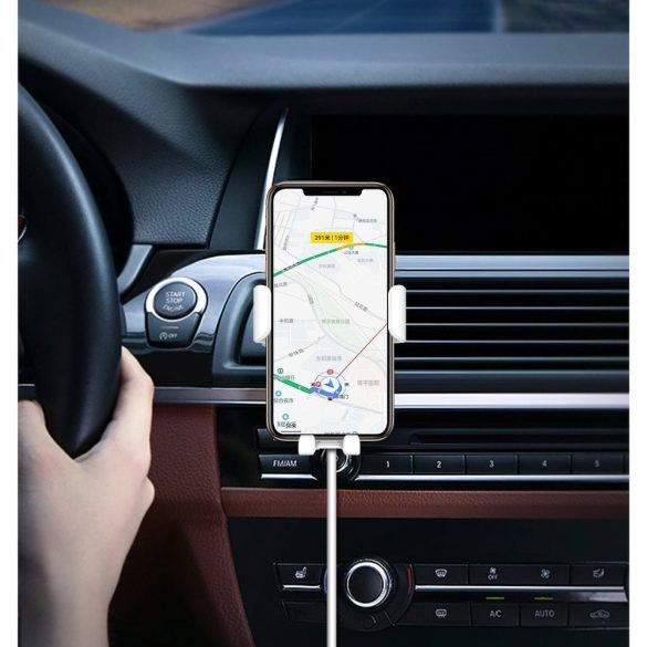 Dudao Gravity Car Mount Air Vent Wireless Charger univerzális autós telefon tartó, és Qi vezeték nélküli töltő, fehér