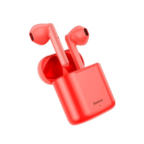 Baseus W09 Wireless Earphone, Headset, vezeték nélküli töltés funkcióval, piros