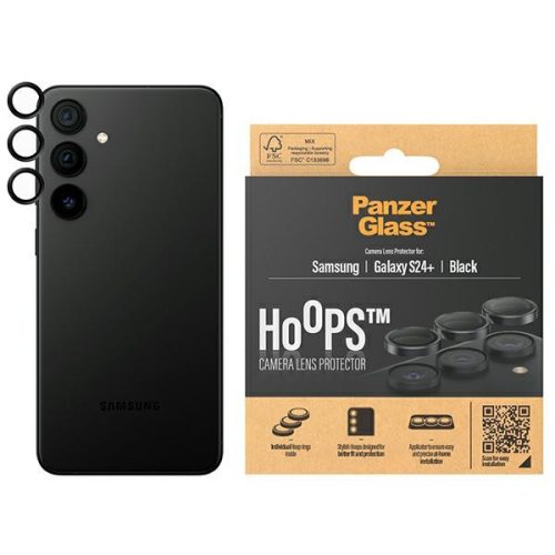 PanzerGlass lencsevédő üvegfólia Hoops Camera Samsung Galaxy S24 Plus 5D teljes kijelzős kameravédő