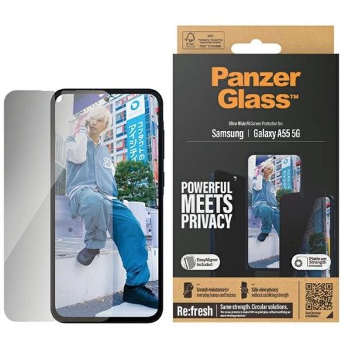 PanzerGlass Ultra-Wide Fit Sam A55 5G A556 Privacy betekintésgátló üvegfólia applikátorral