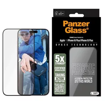   PanzerGlass Ceramic Screen Protector iPhone 16 Plus / 15 Plus 6.7" Ultra-Wide Fit 2855