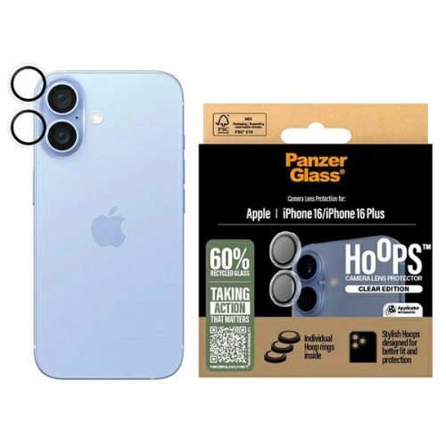 PanzerGlass Hoops átlátszó Lens Protector iPhone 16 6.1" / 16 Plus 6.7" 1285 kameravédő