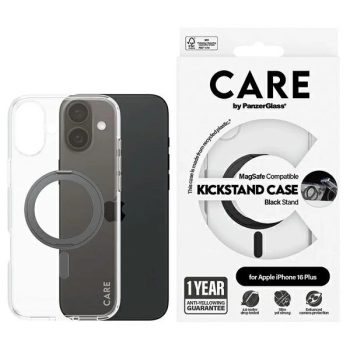   CARE by PanzerGlass Feature Kickstand Case iPhone 16 Plus 6.7" MagSafe tok, fekete 1323
