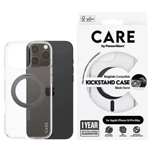 CARE by PanzerGlass Feature Kickstand Case iPhone 16 Pro Max 6.9" MagSafe tok, fekete 1324