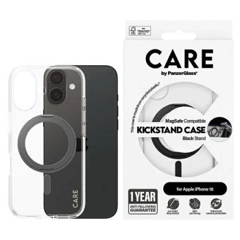   CARE by PanzerGlass Feature Kickstand Case iPhone 16 6.1" MagSafe tok, fekete 1321