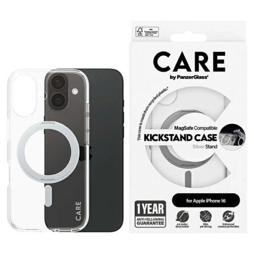 CARE by PanzerGlass Feature Kickstand Case iPhone 16 6.1" MagSafe tok, ezüst 1325