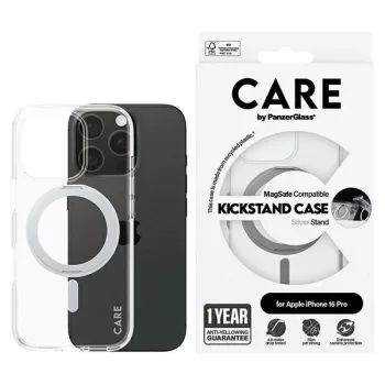   CARE by PanzerGlass Feature Kickstand Case iPhone 16 Pro 6.3" MagSafe tok, ezüst 1326