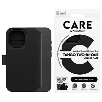   CARE by PanzerGlass Feature Tango 2in1, Wallet iPhone 16 Pro 6.3" MagSafe tok, fekete 1330