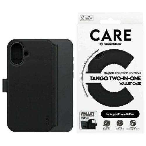 CARE by PanzerGlass Feature Tango 2in1, Wallet iPhone 16 Plus 6.7" MagSafe tok, fekete 1331