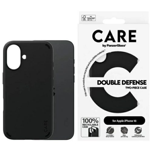 CARE by PanzerGlass Feature Double, Defense Case iPhone 16 6.1" tok, fekete 1333