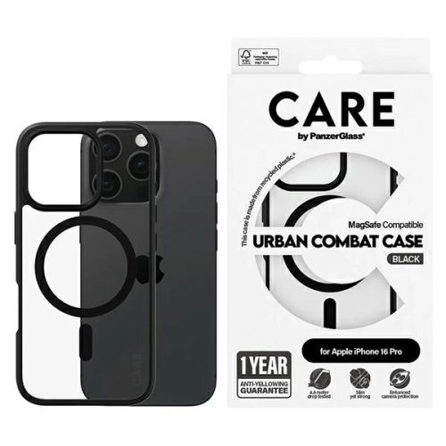 CARE by PanzerGlass Flagship Urban Case iPhone 16 Pro 6,3" tok, fekete MagSafe 1358