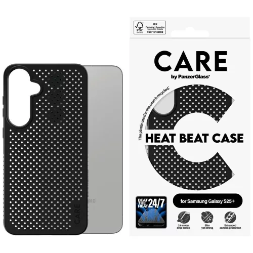 CARE by PanzerGlass Feature Samsung Galaxy S25 Plus heat beat tok, fekete