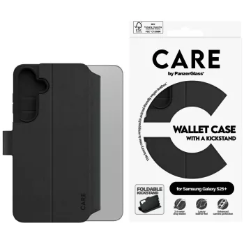   CARE by PanzerGlass Feature Wallet Kickstand Samsung Galaxy S25 Plus tok, fekete