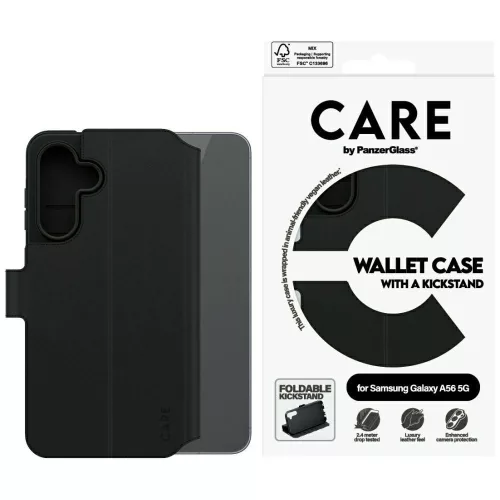 CARE by PanzerGlass Feature Wallet Kickstand Samsung Galaxy A56 5G tok, fekete