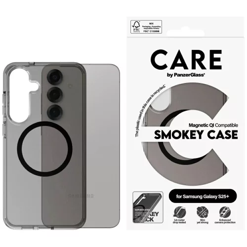 CARE by PanzerGlass Flagship Urban Combat Black QI Case Samsung Galaxy S25 Plus tok, átlátszó