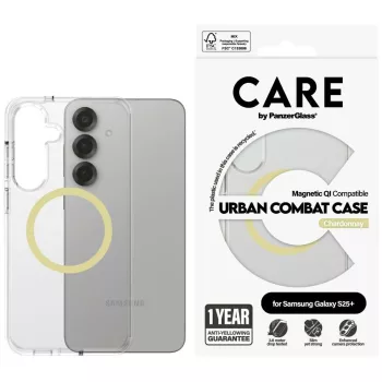   CARE by PanzerGlass Flagship Urban Combat QI Samsung Galaxy S25 Plus tok, átlátszó-tok, sárga