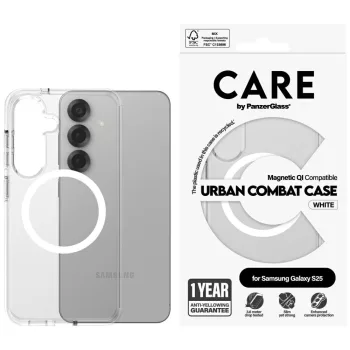   CARE by PanzerGlass Flagship Urban Combat case QI Samsung Galaxy S25 tok, átlátszó