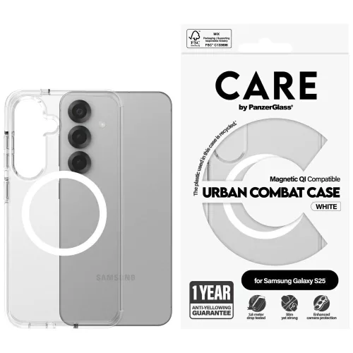 CARE by PanzerGlass Flagship Urban Combat case QI Samsung Galaxy S25 tok, átlátszó