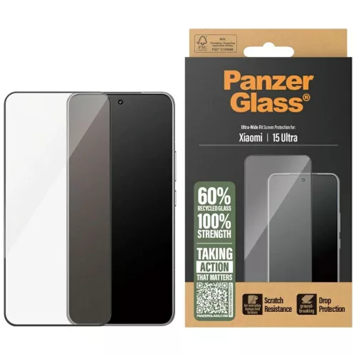PanzerGlass Ultra-Wide Fit w. fekete kerettel Xiaomi 15 Ultra edzett üvegfólia
