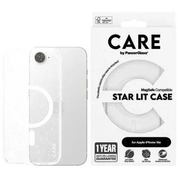   CARE by PanzerGlass Flagship Urban Combat StarLight tok, fehér MagSafe iPhone 16e tok, átlátszó