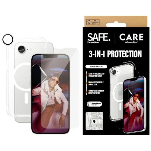 CARE by PanzerGlass Fashion 3in1 Protective Set tok+üvegfólia+kameravédő iPhone 16e, átlátszó