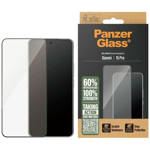 PanzerGlass Ultra-Wide Fit w. fekete kerettel Xiaomi 15 Pro edzett üvegfólia