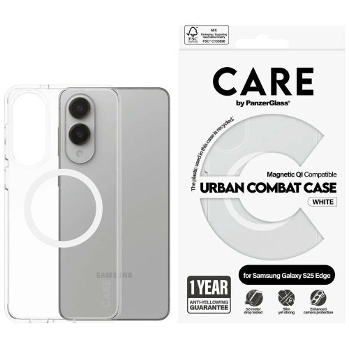 CARE by PanzerGlass Flagship Urban Combat White QI Samsung Galaxy S25 Edge edzett üvegfólia