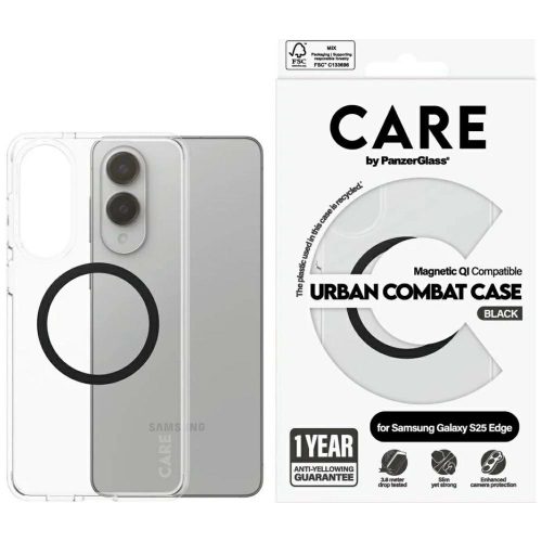 CARE by PanzerGlass Flagship Urban Combat Black QI Samsung Galaxy S25 Edge edzett üvegfólia