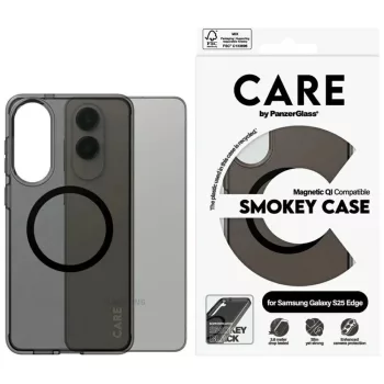   CARE by PanzerGlass Flagship Urban Combat tok, fekete QI Case Samsung Galaxy S25 Edge tok, átlátszó-matt