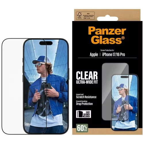 PanzerGlass Ultra-Wide Fit EasyAligner Tempered Glass iPhone 17 / 16 Pro edzett üvegfólia
