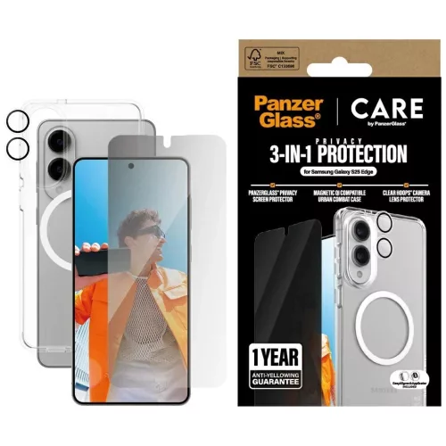 CARE by PanzerGlass Flagship 3in1 tok+betekintésvédő üvegfólia+kameravédő Samsung Galaxy S25 Edge
