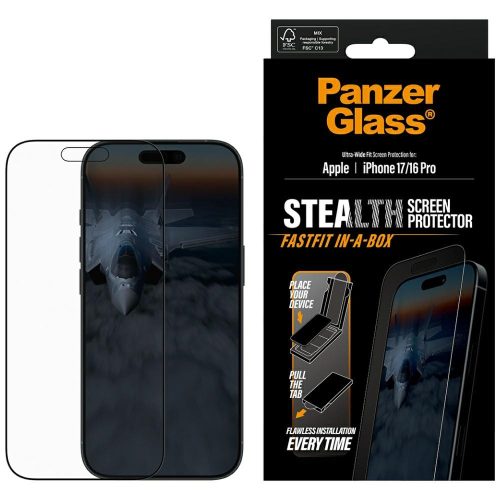 PanzerGlass Stealth Ultra-Wide Fit Fastfit Tempered Glass iPhone 17 / 16 Pro edzett üvegfólia