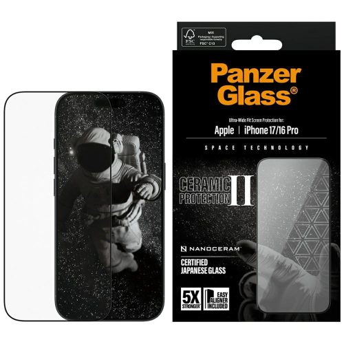 PanzerGlass Ceramic II Ultra-Wide Fit EasyAligner iPhone 17 / 16 Pro edzett üvegfólia