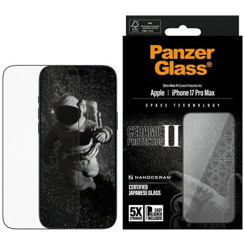 PanzerGlass Ceramic II Ultra-Wide Fit EasyAligne iPhone 17 Pro Max edzett üvegfólia