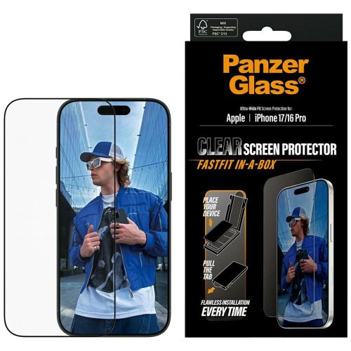 PanzerGlass Ultra-Wide Fit Fastfit Tempered Glass iPhone 17 / 16 Pro edzett üvegfólia