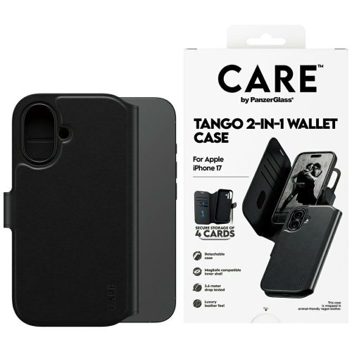 CARE by PanzerGlass Feature Tango 2w1 Wallet Case MagSafe iPhone 17 tok, fekete