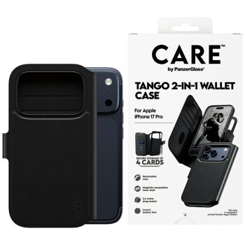   CARE by PanzerGlass Feature Tango 2w1 Wallet Case MagSafe iPhone 17 Pro tok, fekete