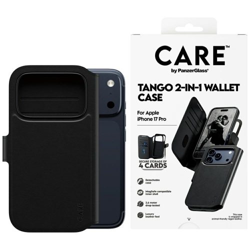 CARE by PanzerGlass Feature Tango 2w1 Wallet Case MagSafe iPhone 17 Pro tok, fekete