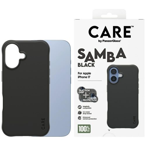 CARE by PanzerGlass Ftok, szürkeionable Samba MagSafe iPhone 17 tok, fekete